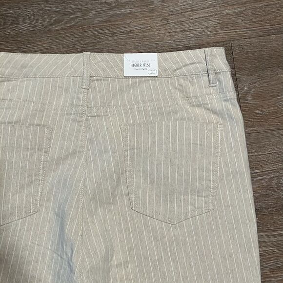 Gibson Latimer natural tan stripe higher rise ankle pants sz 16 linen blend NWT - Picture 3 of 5
